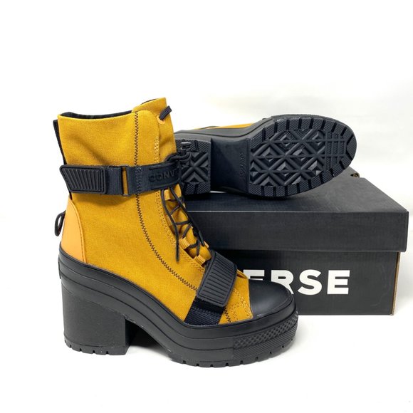 Converse Women's Size 571002C Chuck Taylor AS GR82 Wheat Brown Yellow Heel Boots - Picture 2 of 8